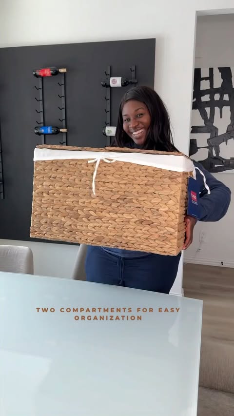 Instagram post by @shinta_brown for Best Choice Products. Caption reads: [...] this Dual-Lid Storage Basket from Best....