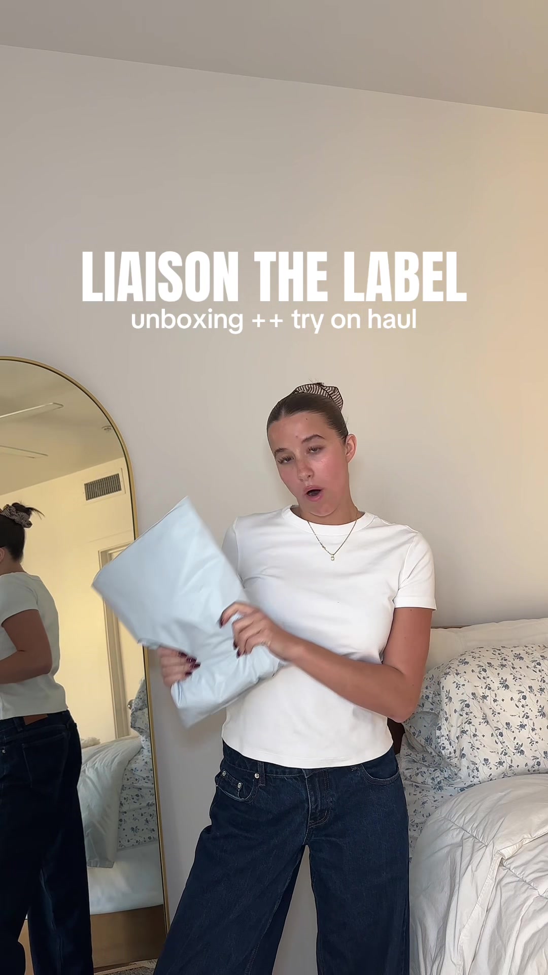 TikTok post by @sophieheatonnn for Liaison The Label. Caption reads: @Liaison The Label unboxing/try-on haul!! I linked....