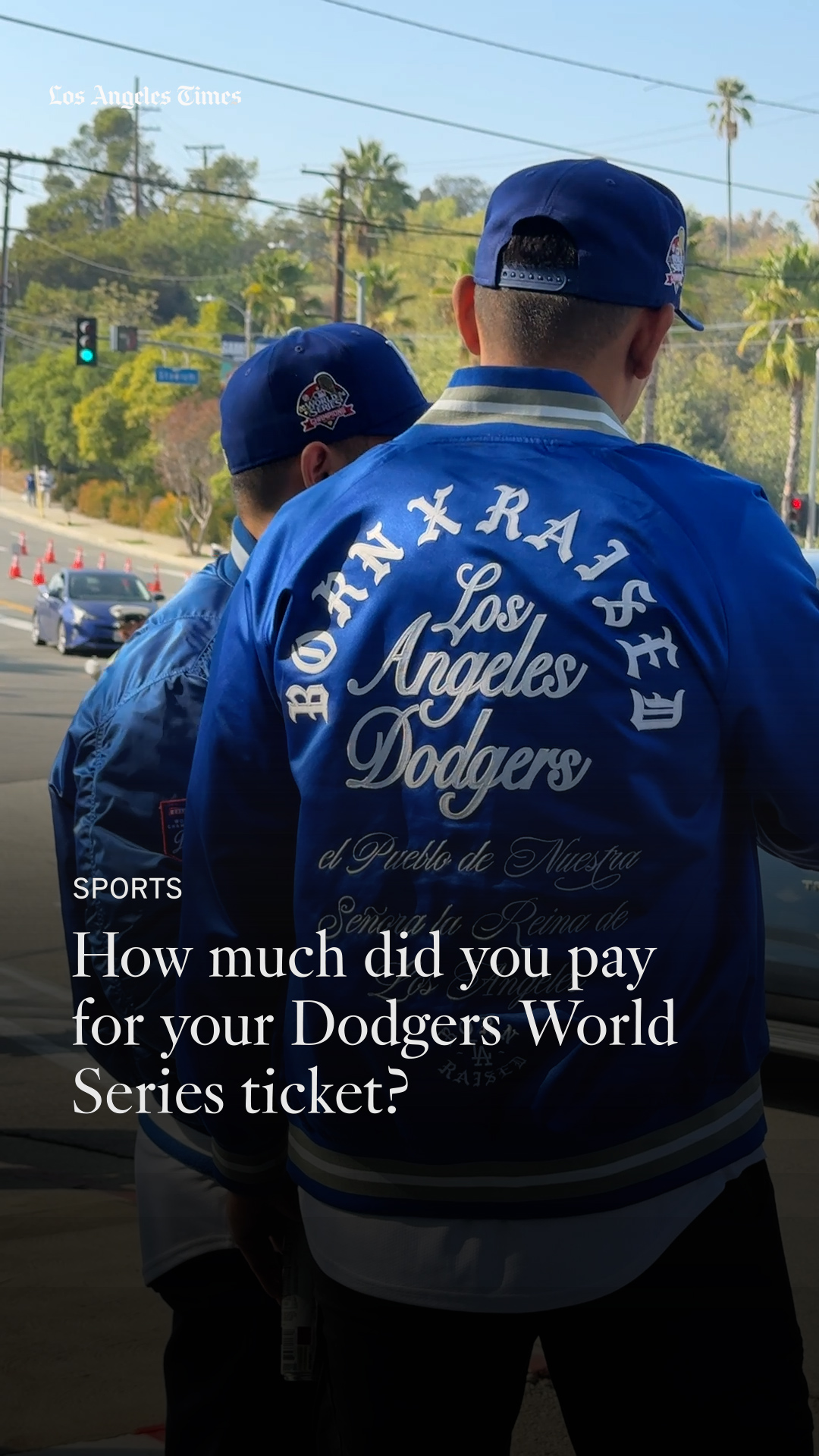Instagram post by @latimes_sports for Los Angeles Times. Caption reads: Ahead of Game 3 of the World Series at Dodger....