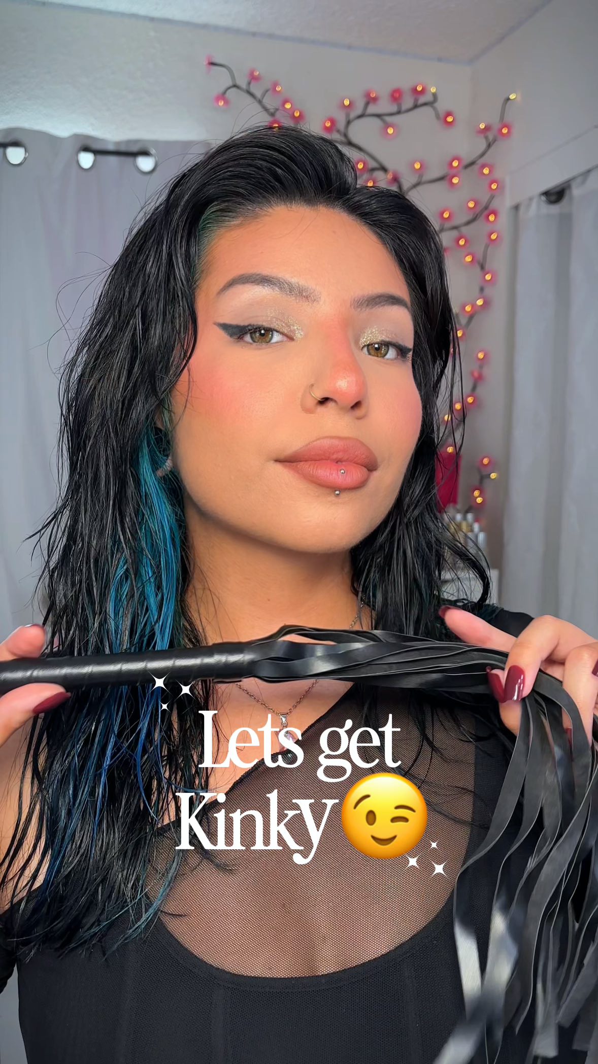 Instagram post by @kreepyyy_ for Lilly Lashes. Caption reads: Lets get kinky with @lillylashes 😍 obsessed with....