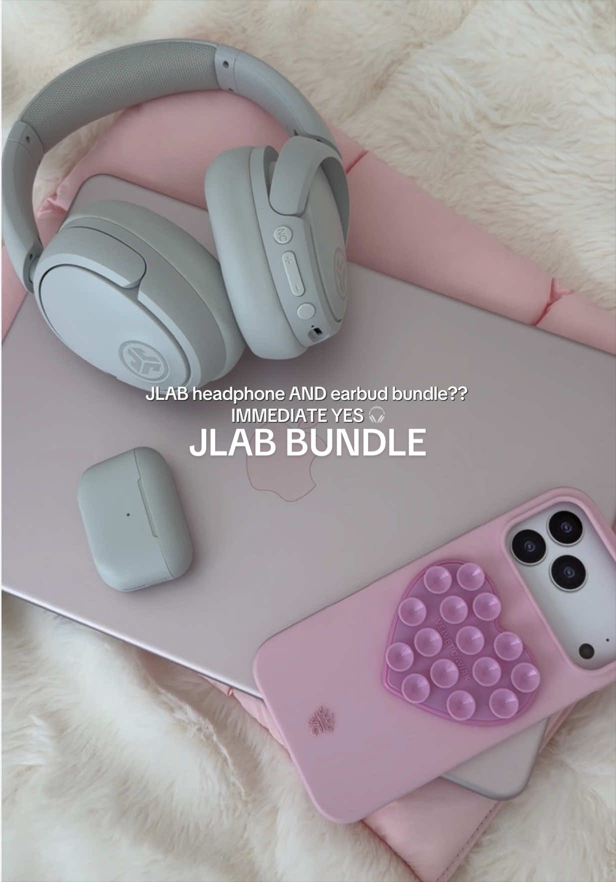 TikTok post by @hehehohoxd for JLab Hong Kong. Caption reads: once you go @JLab YOU CANT GO BACK 🎵 #headphone....