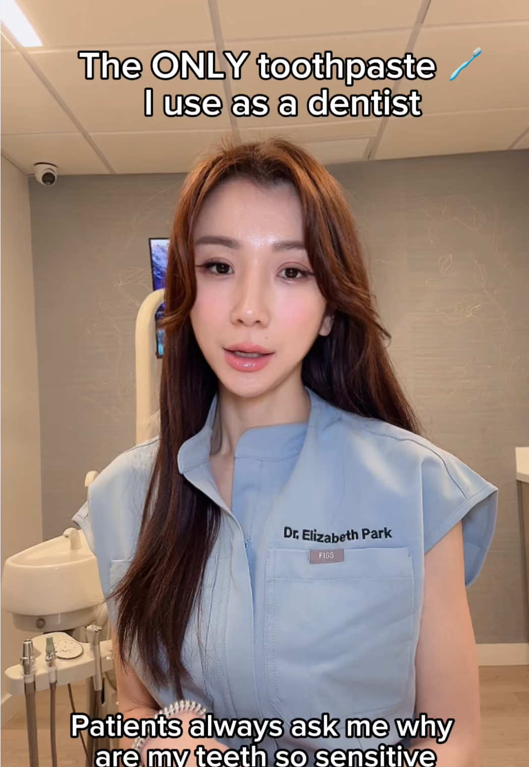 TikTok post by @dr.lizisafoodie for Boka. Caption reads: [...] toothpaste I use for my sensitive teeth....
