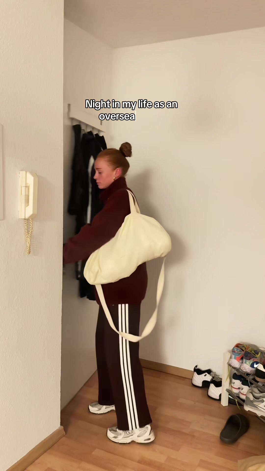 TikTok post by @achendricks for DERMA•E. Caption reads: Night in my life in Germany @DERMA E #ad #skincare....