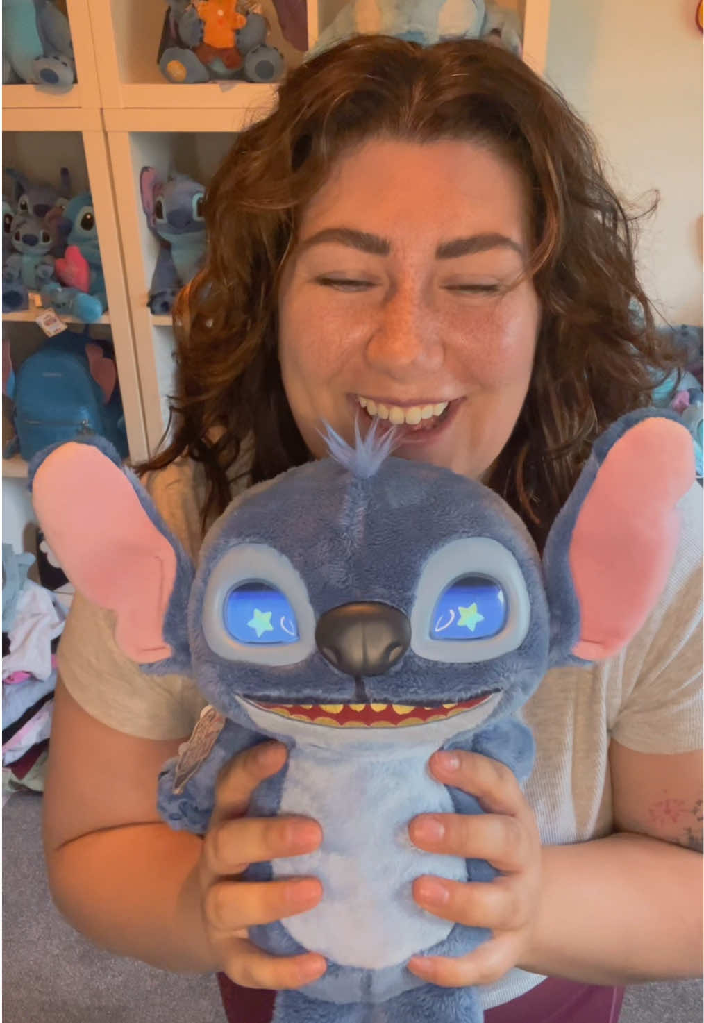 TikTok post by @sweetnmagicalcourtney for Smyths Toys Uk. Caption reads: 🩵Many Moods Stitch🩵 AD|GIFTED — OUT NOW @Smyths....