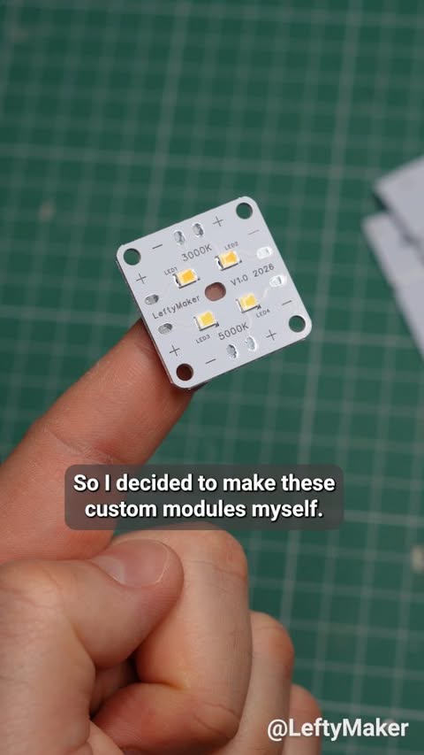 Instagram post by @leftymaker for JLCPCB. Caption reads: [...] at Patreon.com/LeftyMaker Thanks to #JLCPCB....