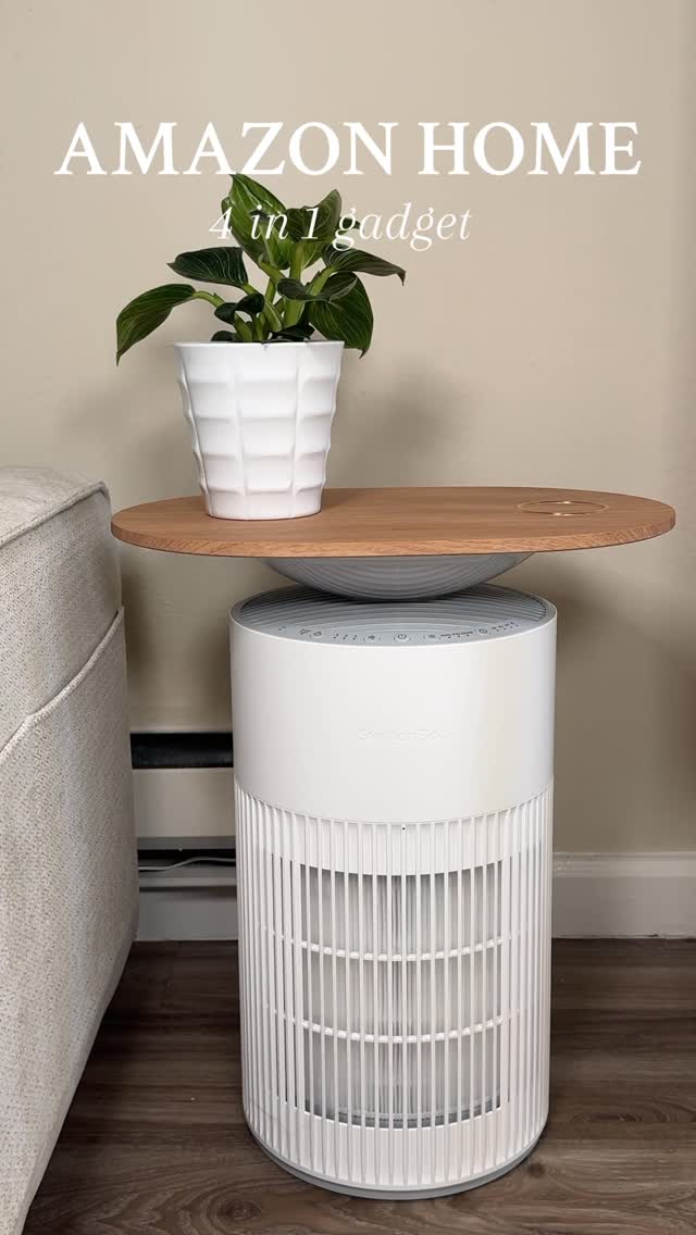 Instagram post by @momhackguru for SwitchBot. Caption reads: This air purifier table from SwitchBot is 4-in-1.....