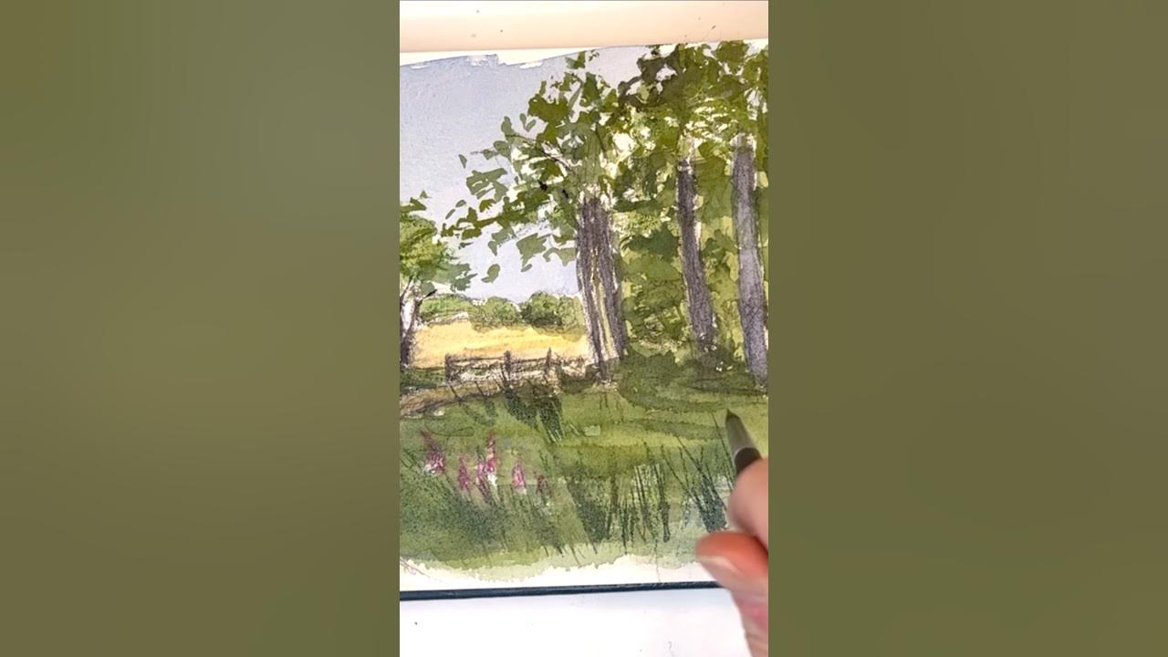 YouTube post by @ellencrimitrent for Unsplash. Caption reads: Watercolor sketchbook tutorial for beginners.