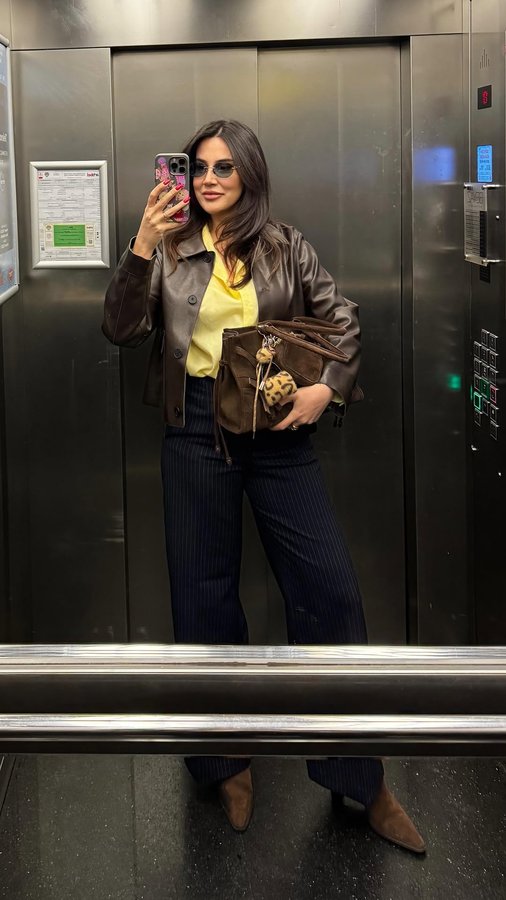 Instagram post by @mervescanatan for Koton. Caption reads: Elevator is overloaded🛗

Kombin detay #reklam....