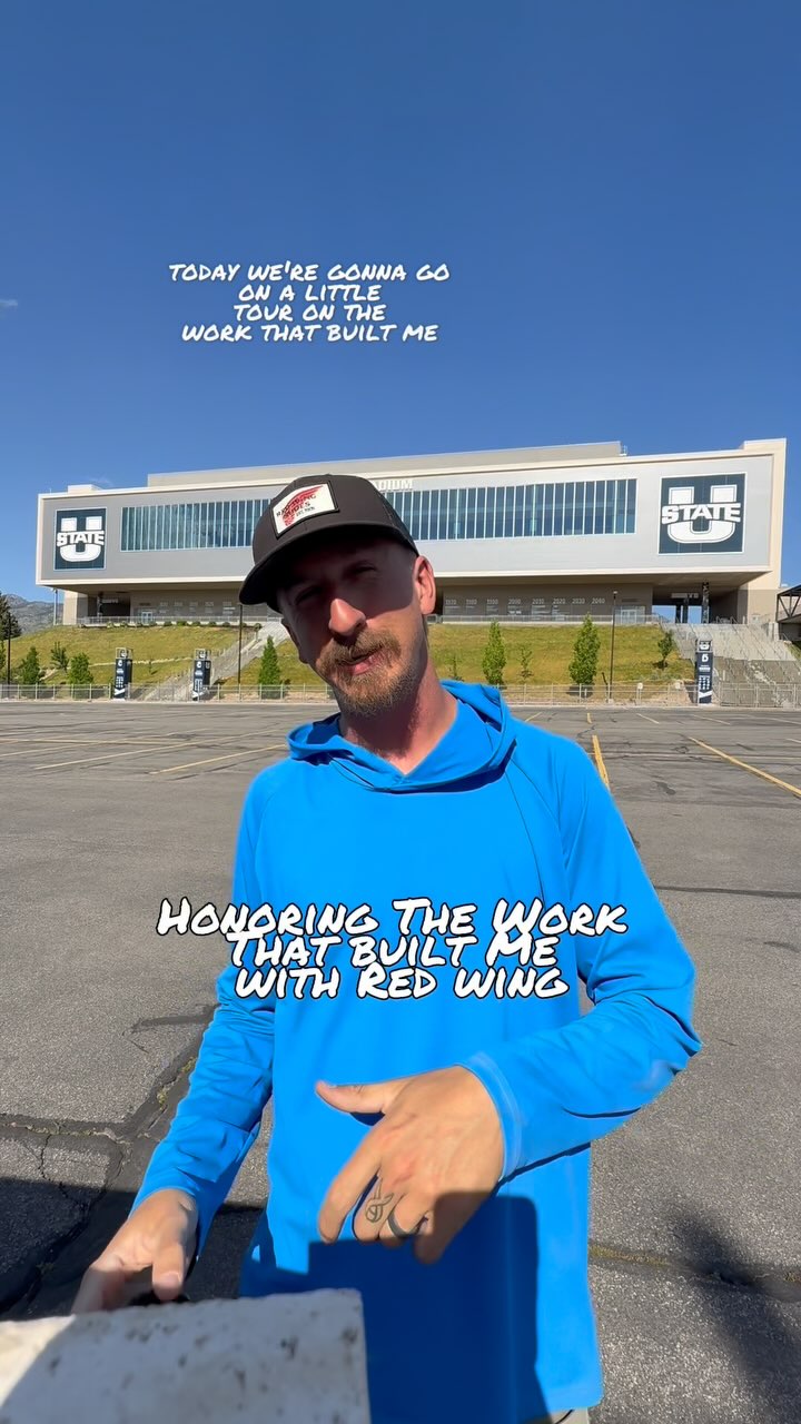 Instagram post by @slimbrick for Red Wing Shoes. Caption reads: Grateful for the work that built me and the chance....