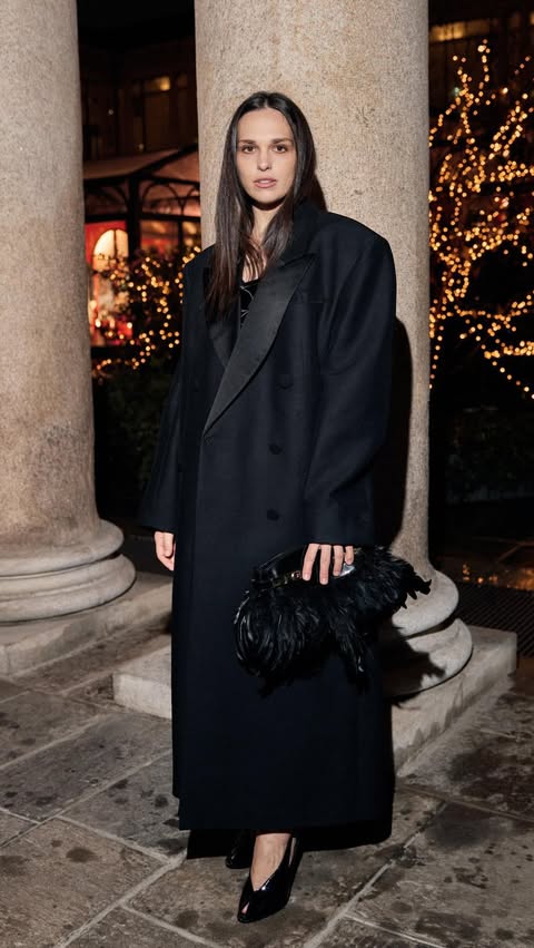 Instagram post by @serraioccosara for FERRAGAMO. Caption reads: Perfect night 🖤
Thanks @ferragamo....