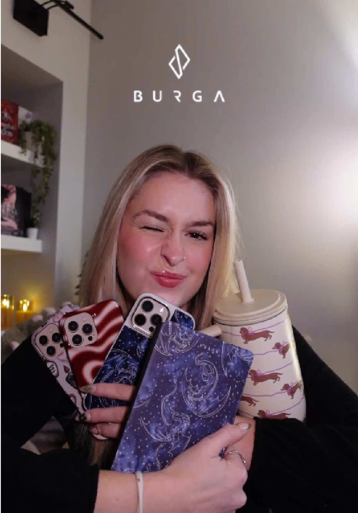 TikTok post by @emfunnsbooks for BURGA. Caption reads: AD || I will never stop gushing over my matching....