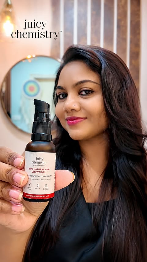 Instagram post by @krishiv_mummaworld for Juicy Chemistry. Caption reads: [...] 💚 I’ve been consistently using Juicy....