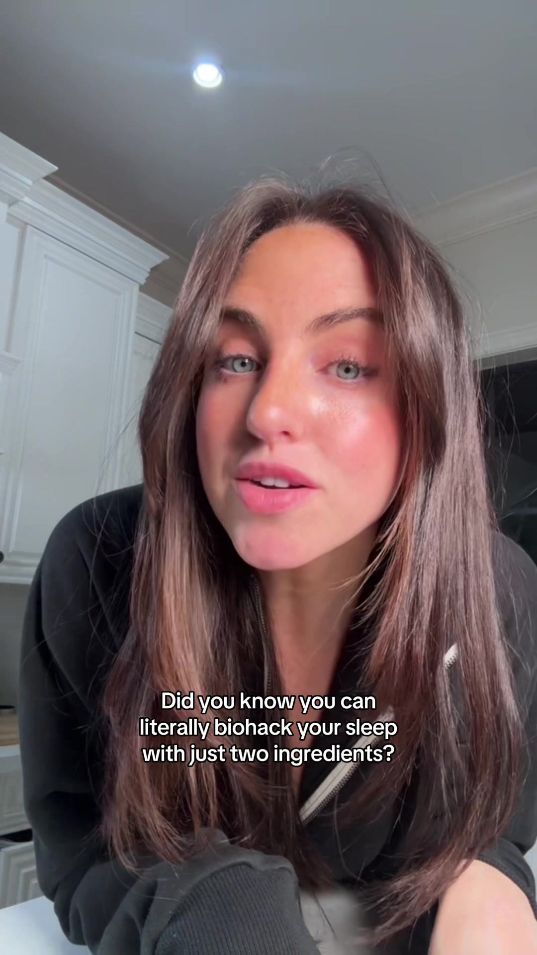 TikTok post by @lainiecooks for Solaray. Caption reads: 2 ingredient sleep hack 😴 #solaraypartner Bone....