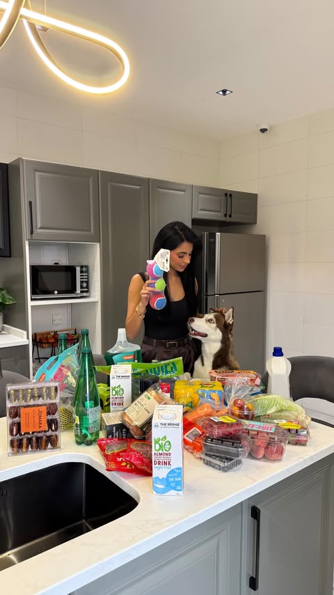 Instagram post by @hala.owais for talabat. Caption reads: First Weekly grocery restock 🛍️🛒 @talabatuae....