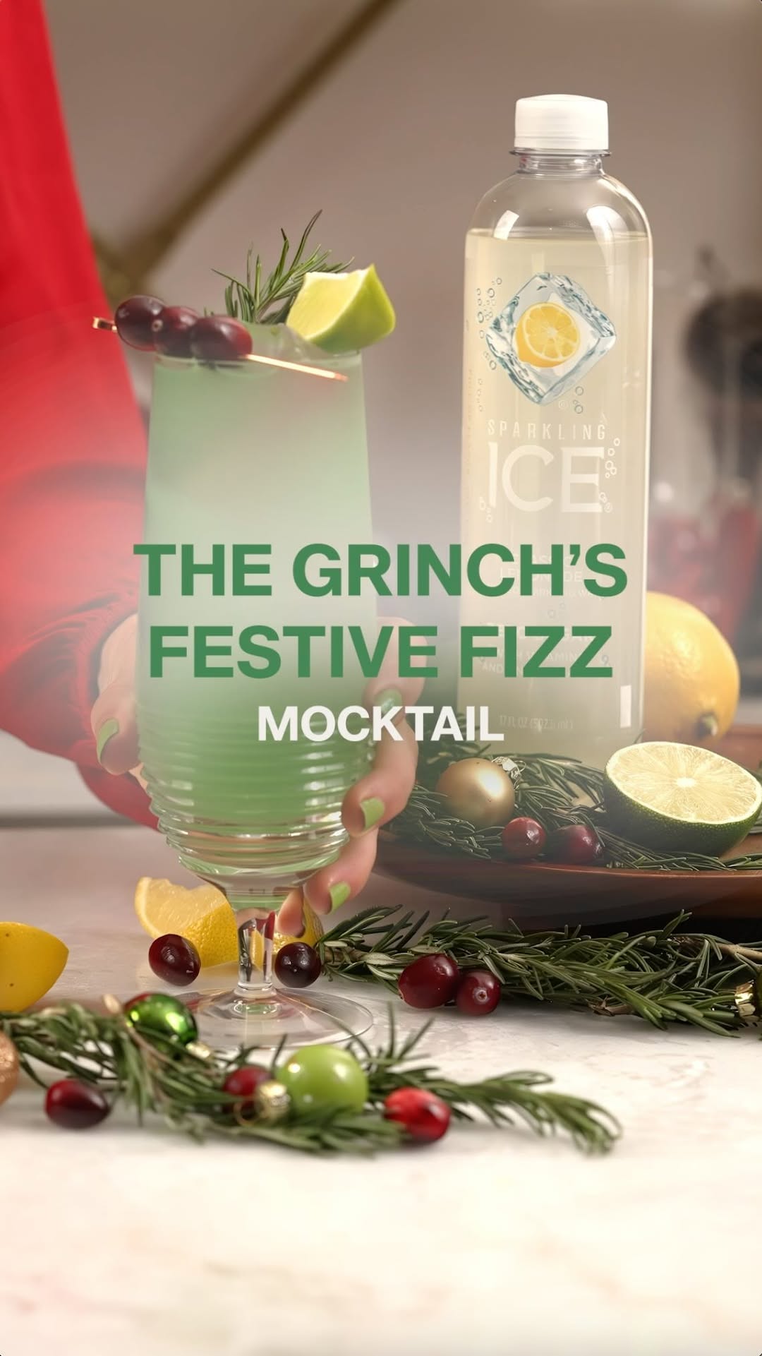 Instagram post by @25days for Sparkling Ice. Caption reads: christmas is practically here and the grinch’s....