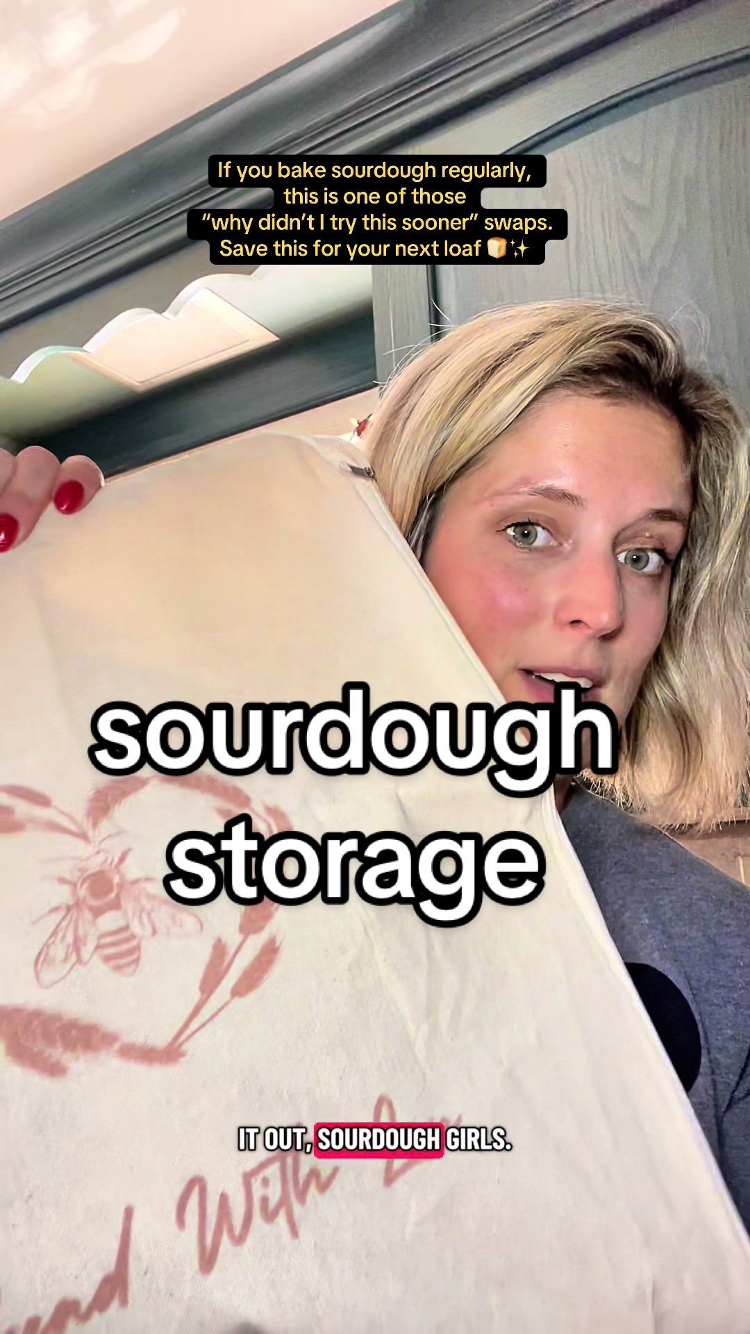TikTok post by @mamabrielleof3 for JoeCo. Caption reads: [...] want a better way to store fresh bread.....