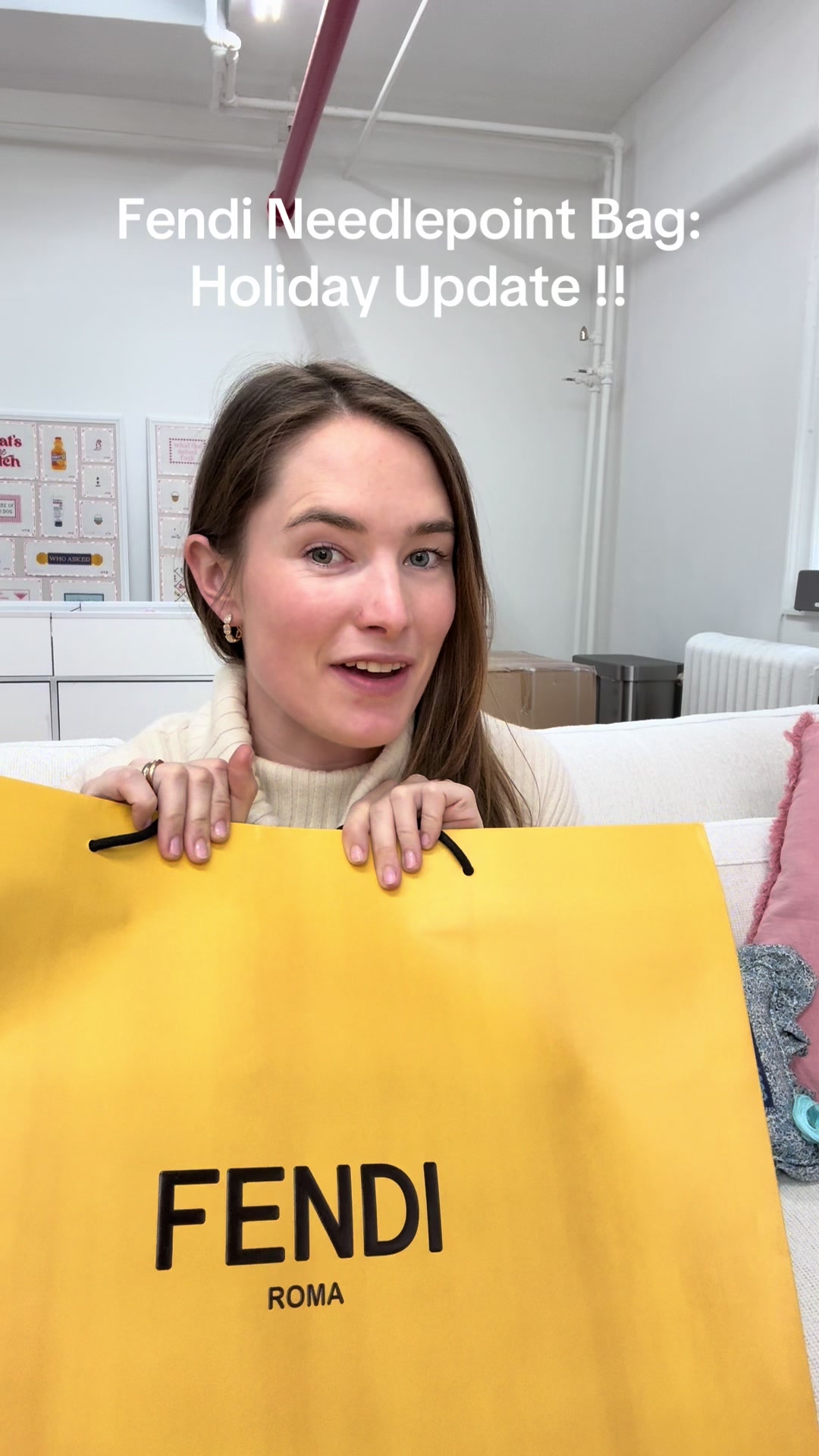 TikTok post by @whats_the_stitch for Fendi. Caption reads: [...] I had so much fun stitching my own Fendi....