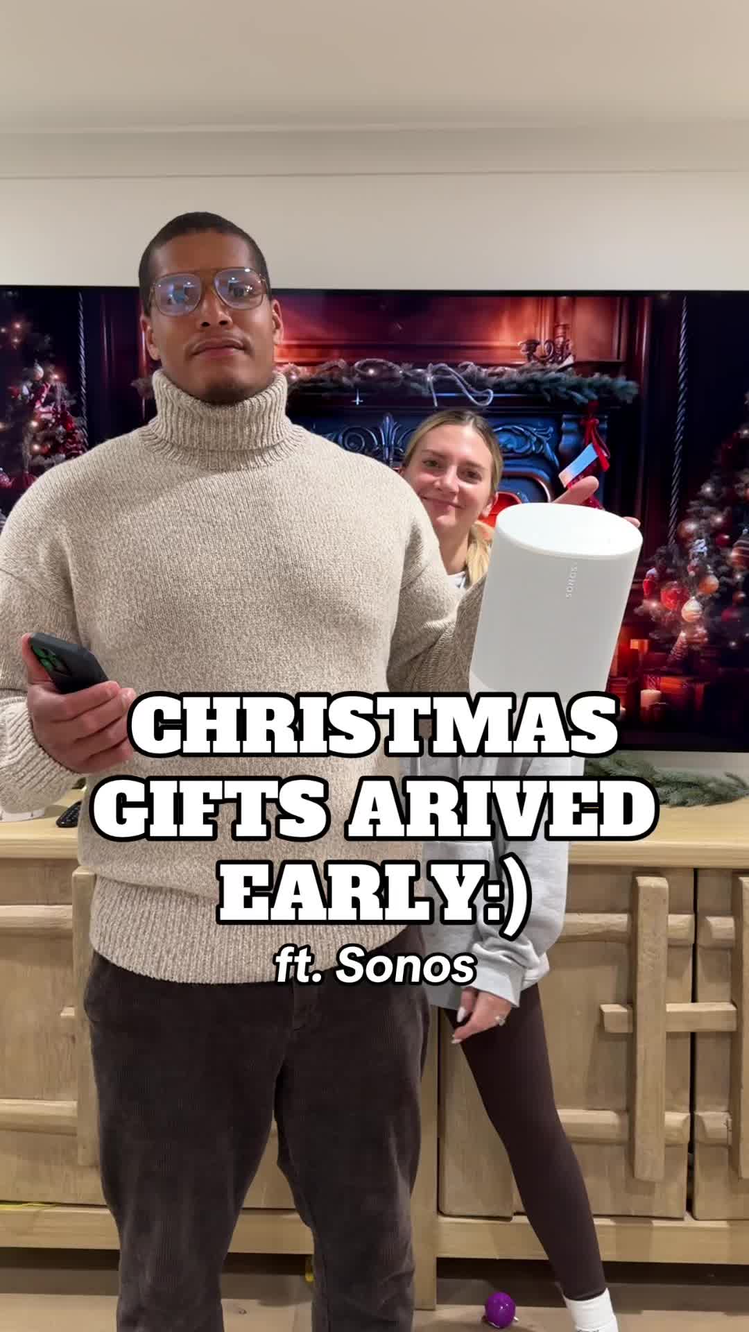 TikTok post by @isaacrochell for Sonos. Caption reads: Kristmas with the KUCHs… @Sonos really delivered....