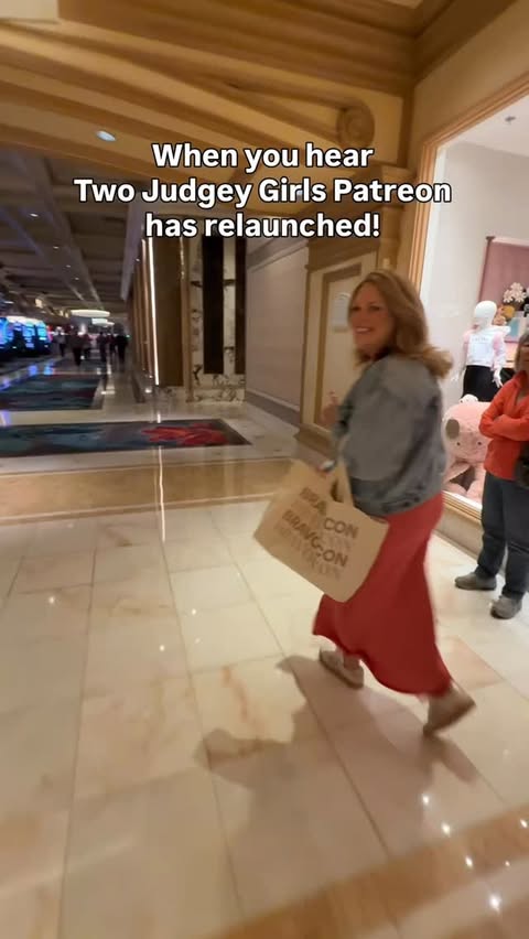 Instagram post by @twojudgeygirls for Patreon. Caption reads: Run, Juror, run… right on over to @patreon where....