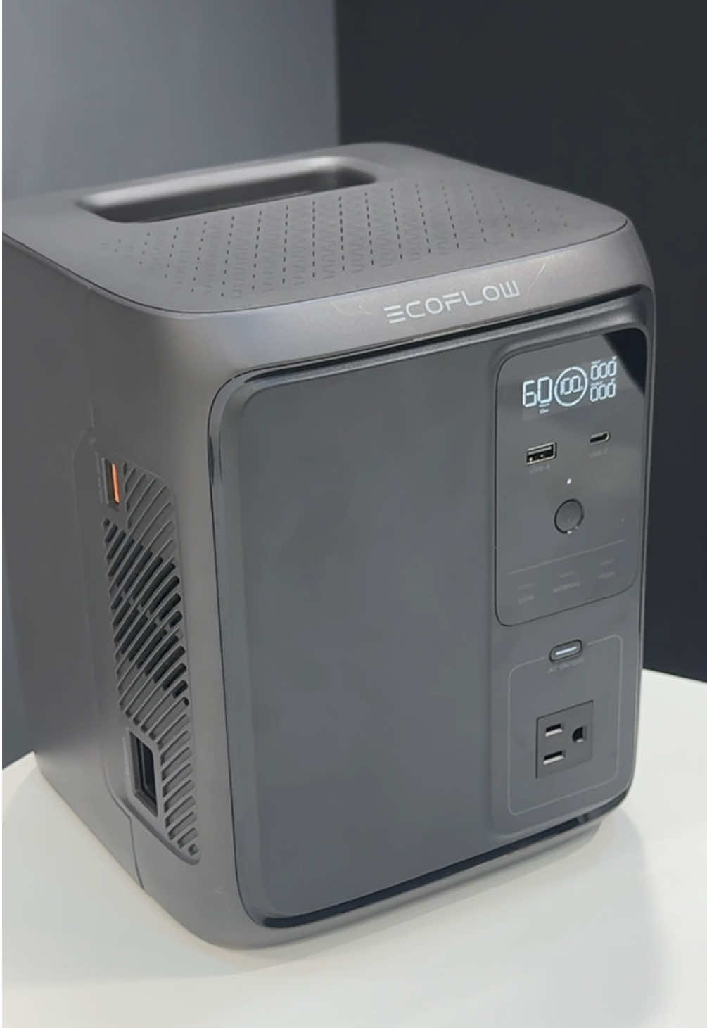 TikTok post by @theunboxologist for EcoFlow. Caption reads: [...] this year at CES. Especially at the Ecoflow....