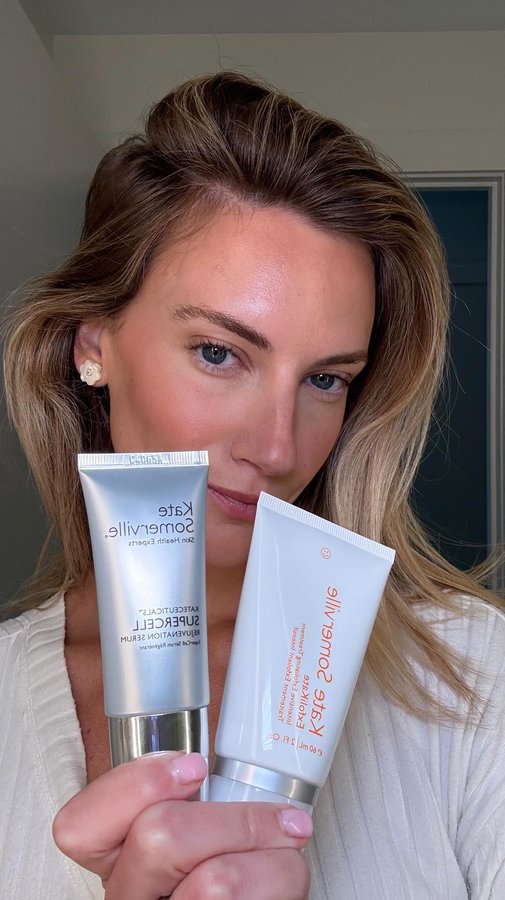 Instagram post by @girlwiththeslickback_ for Kate Somerville. Caption reads: The @katesomervilleskincare Friends & Family sale....