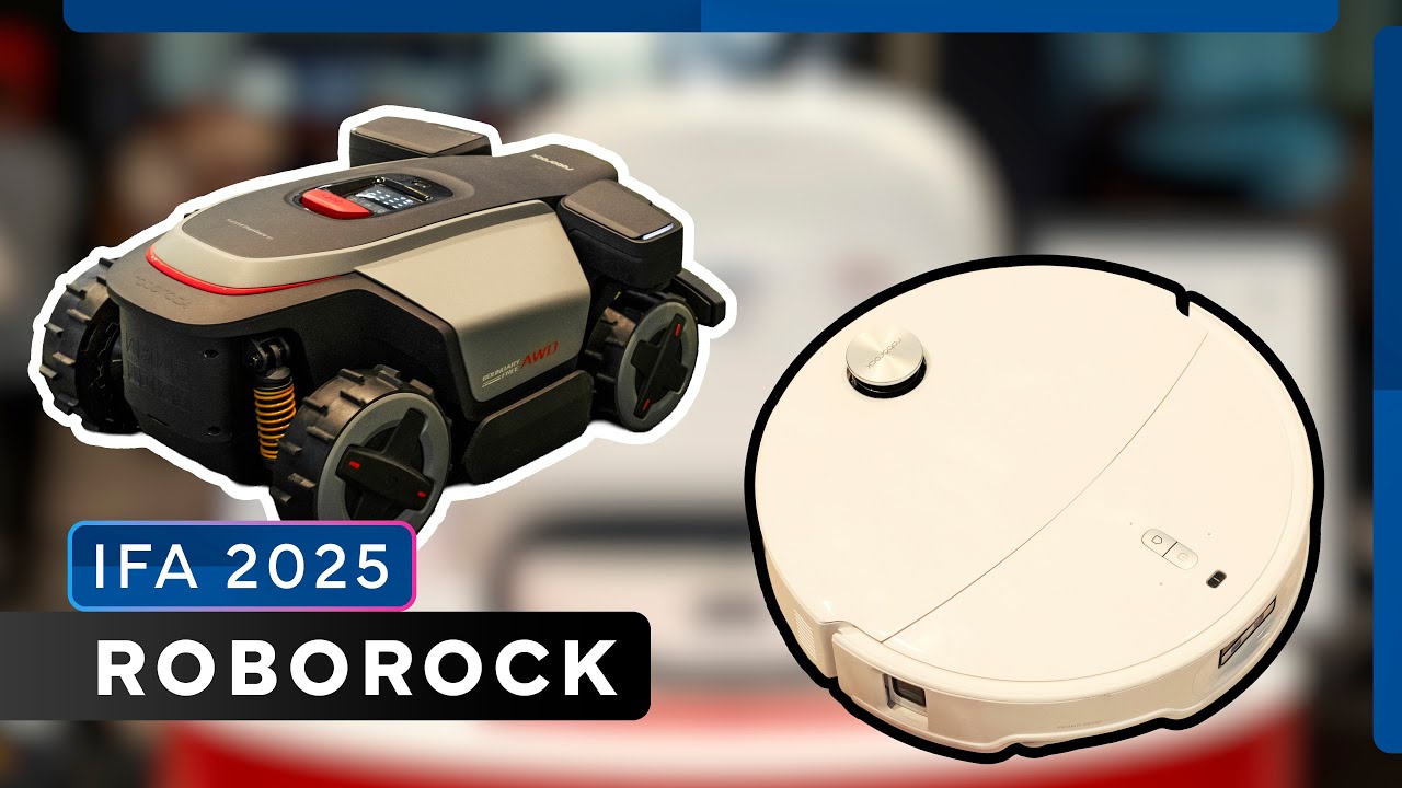 YouTube post by @FenchelJanisch2 for Flickr. Caption reads: Roborock at IFA 2025: Presenting the RockMow Z1,....