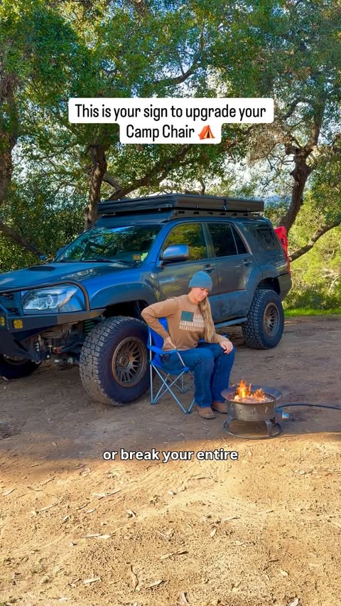 Instagram post by @vixenoutback for Portal Outdoors. Caption reads: I’m done pretending a $15 camp chair is “fine.”....