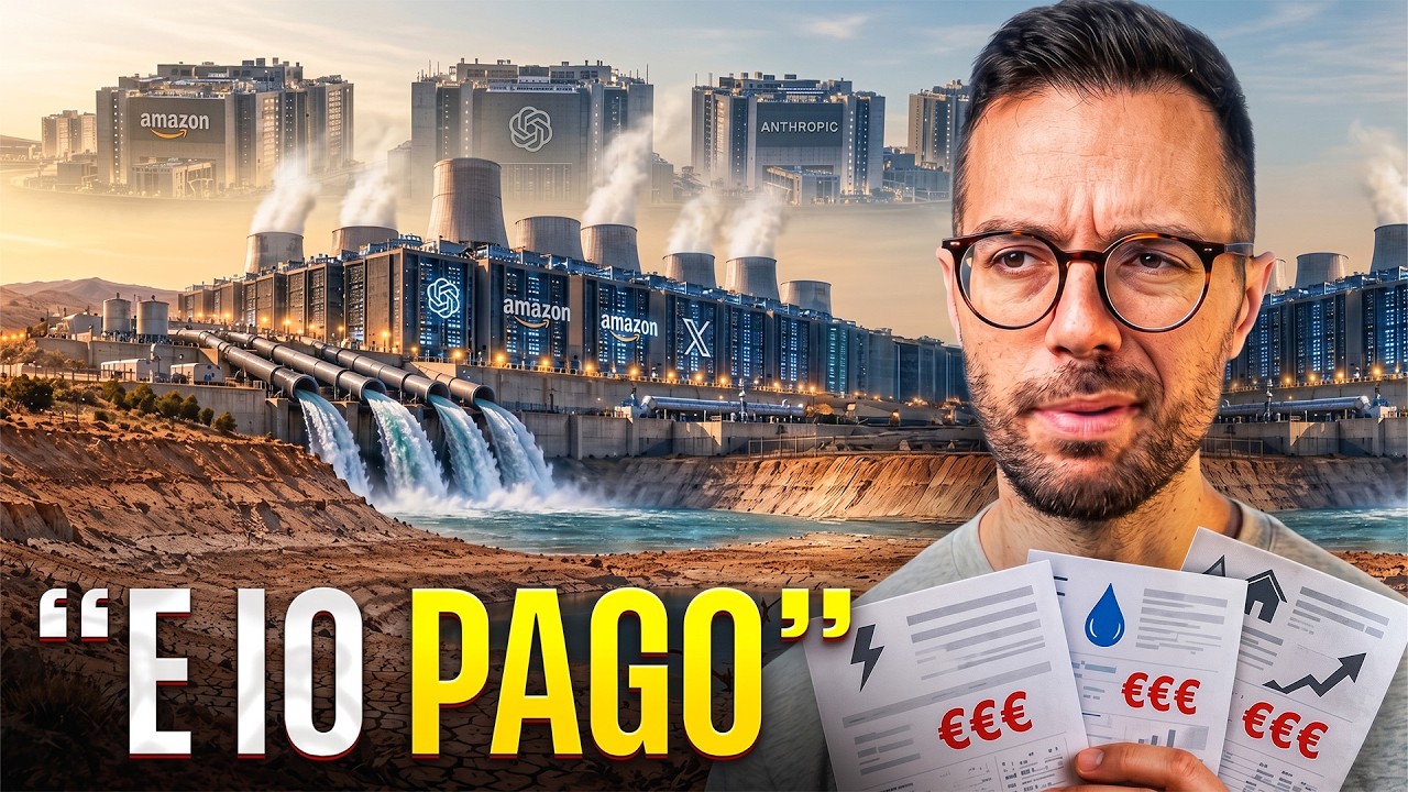YouTube post by @NovaLectio for A. Caption reads: La follia dei data center: chi pagherà il [...].