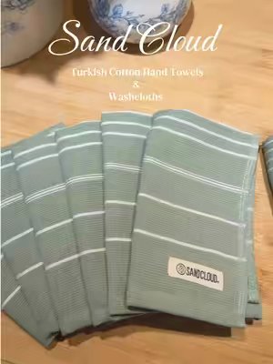 TikTok post by @pawsomehobbs for Sand Cloud. Caption reads: [...] and pretty!! Loving the sage gree too @Sand....