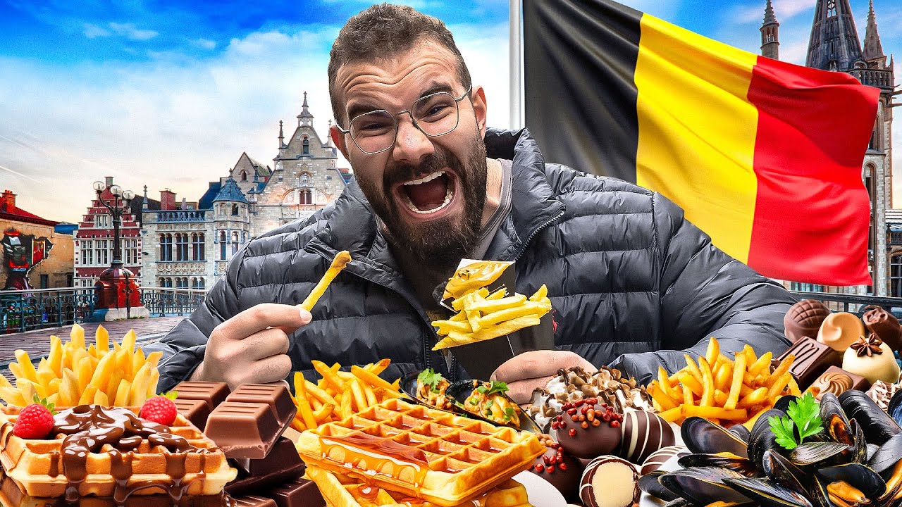 YouTube post by @TunaTavus for Odoo. Caption reads: BRUSSELS FOOD TOUR! 🇧🇪.