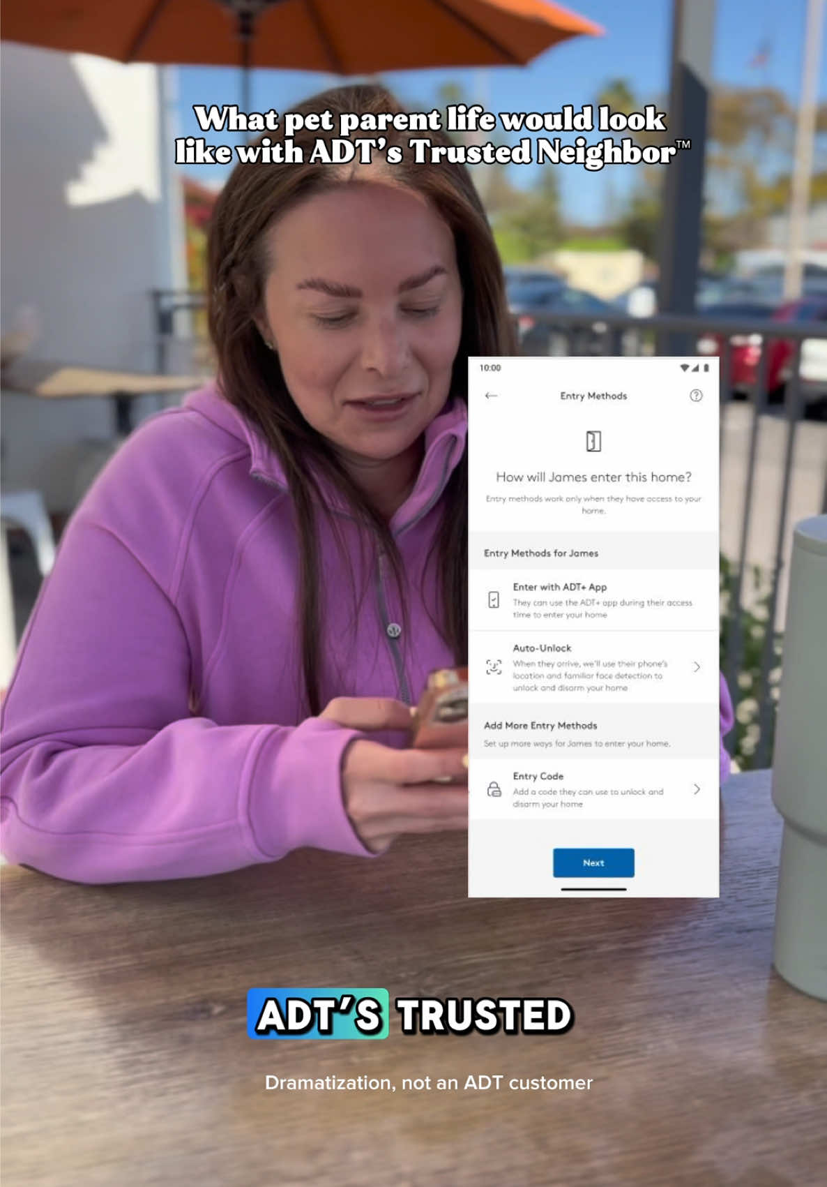 TikTok post by @sampson_the_dood for ADT. Caption reads: #SponsoredbyADT Ever needed someone to take care....
