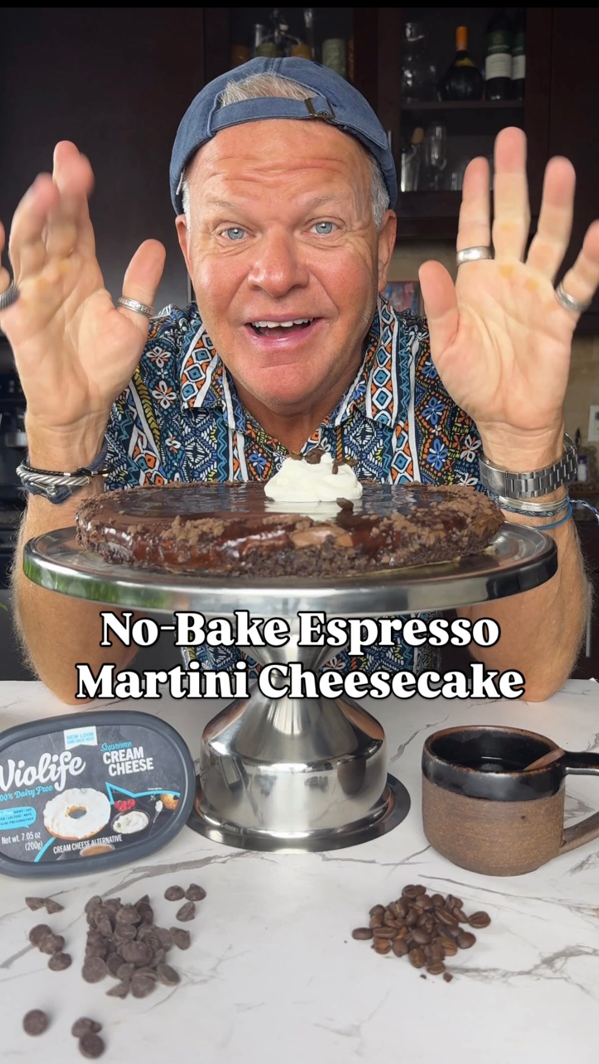 Instagram post by @chefdavemartin for Violife Foods. Caption reads: Have your espresso martini and eat it too  🤝 This....