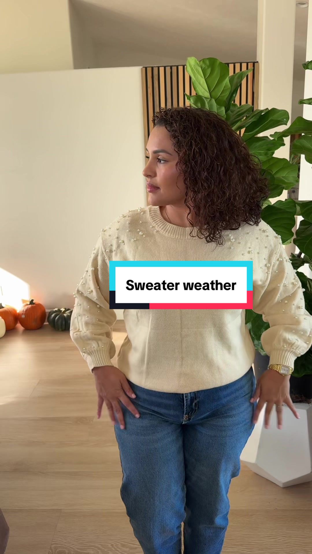 TikTok post by @carpe_diem_29 for Jellywood. Caption reads: The perfect Holiday sweater @Jellywood_ #bmjl....