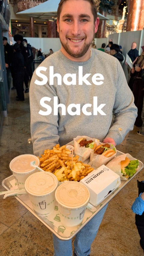 Instagram post by @robbie.reviews for Shake Shack. Caption reads: @shakeshack is opening in The Trafford Centre on....