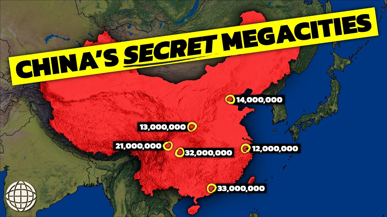 YouTube post by @GeographyByGeoff for Envato. Caption reads: Why Nobody Has Ever Heard Of China's Mega Cities.
