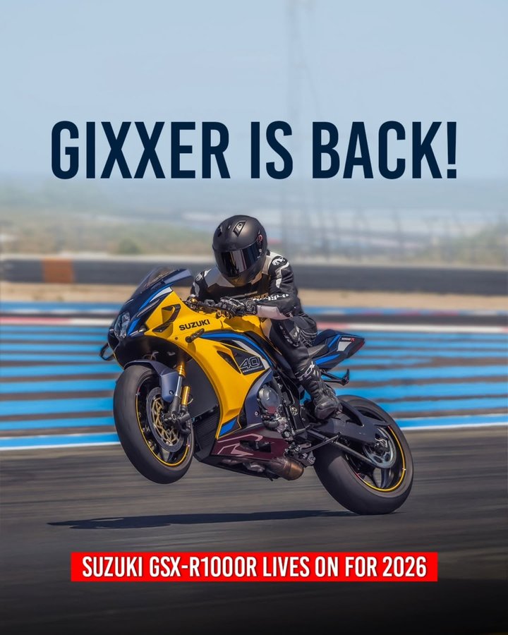 Instagram post by @powerdrift for Suzuki. Caption reads: And we thought that the Gixxer would be dead for....