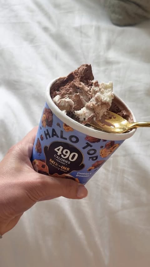 Instagram post by @hannnnahadams for Halo Top Creamery. Caption reads: [...] in the little moments lately 🤍....