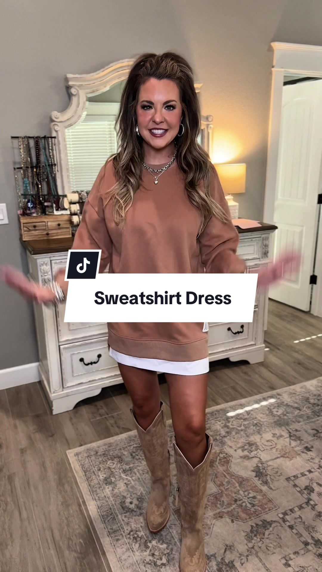 TikTok post by @heykelsirene for ChicMe. Caption reads: The cutest sweatshirt dress from @chicme that is a....