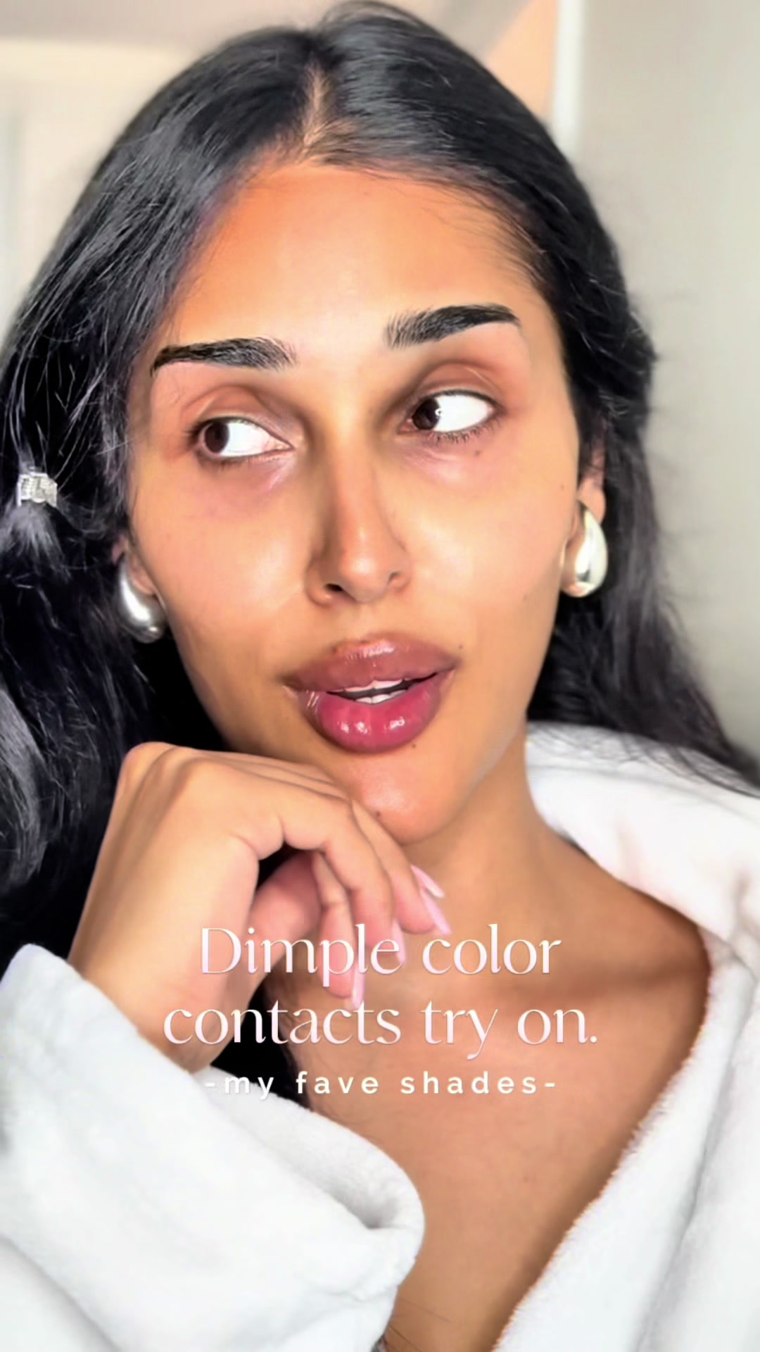 TikTok post by @mackenziekaurwest for Dimple Color. Caption reads: @Dimple Color contacts have to be the most [...].