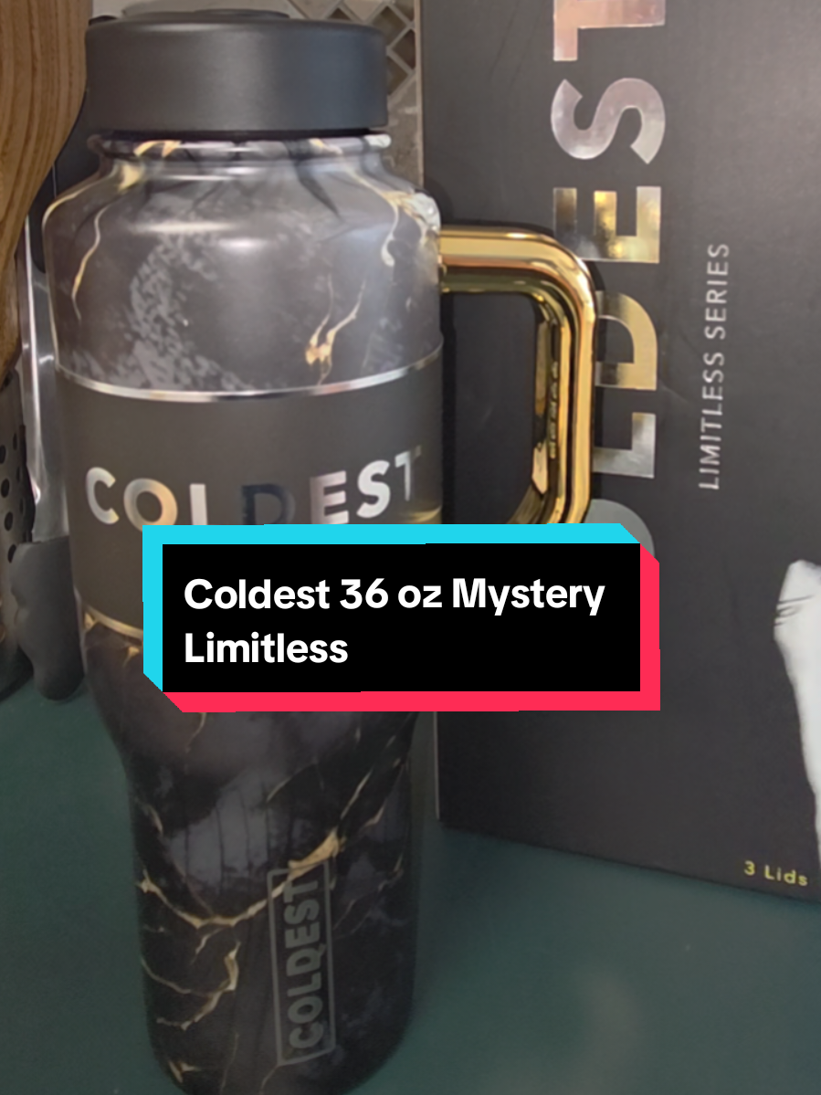 TikTok post by @hedderbeee for Coldest. Caption reads: Loving my @Coldest 36 oz Mystery Limitless Tumbler....