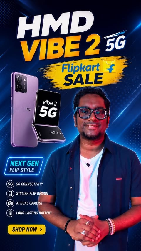 Instagram post by an influencer for Flipkart Mobiles. Caption reads: Premium design, big battery aur smooth experience.....