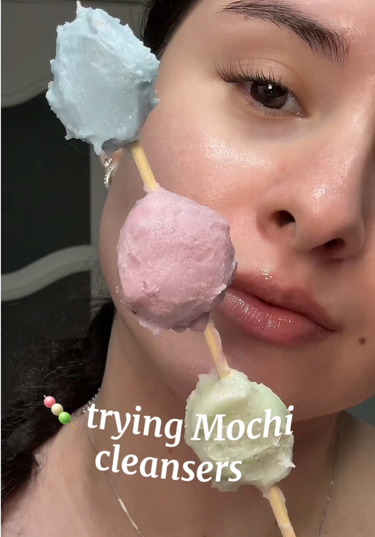 TikTok post by @iredefh for arencia. Caption reads: Trying Mochi cleansers 🍡 @Arencia  💚 Arencia....