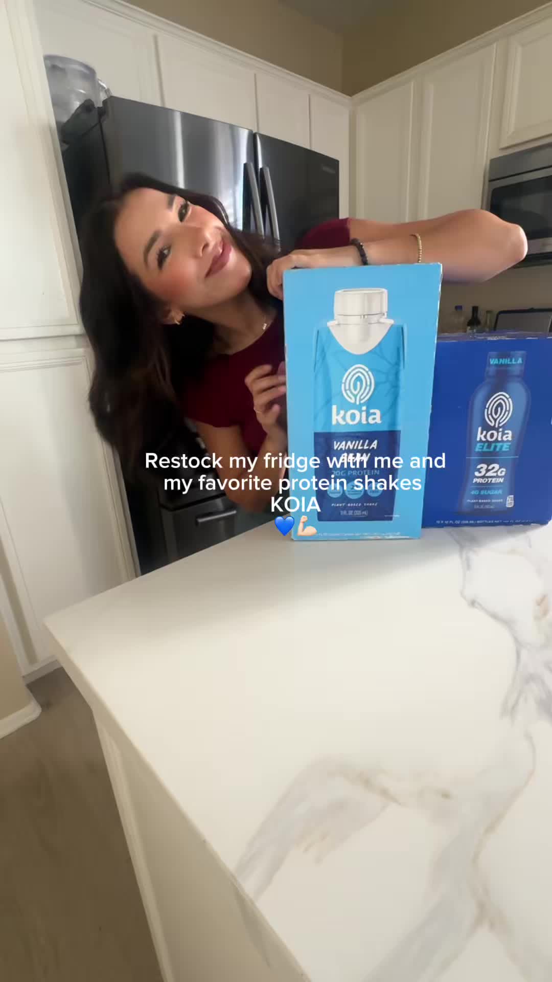 TikTok post by @aixfabe for Koia. Caption reads: Will definitely be meeting my protein goals of the....