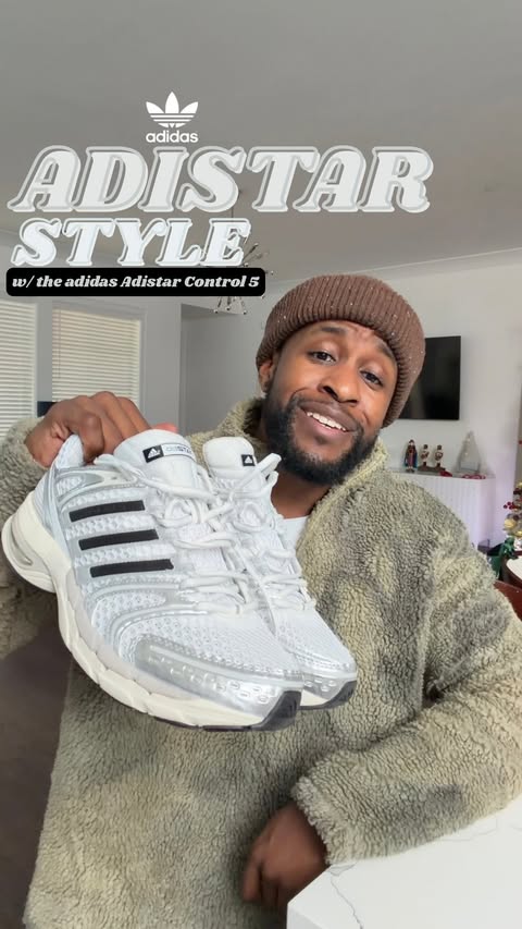 Instagram post by @taylormadegq for Foot Locker. Caption reads: #ad ADISTAR STYLE with the adidas Adistar Control....