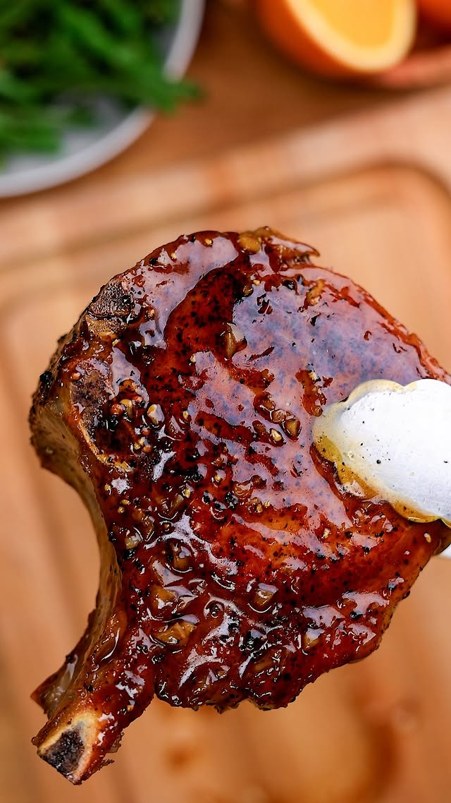 Instagram post by @ryanmichaelcarter for Made In Cookware. Caption reads: Orange Pepper Pork Chops with @madein #Ad....