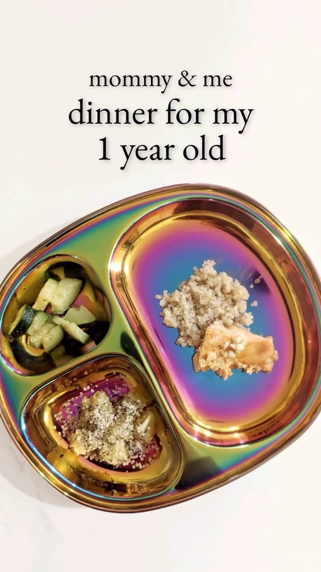 Instagram post by @mealswithbaby for Ahimsa Home. Caption reads: "Mommy and me" dinner for my 1 year old 🍽️

•....