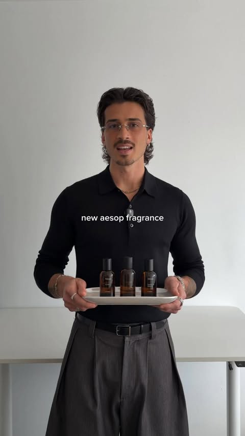 Instagram post by @braydenstiles for Aesop. Caption reads: [...] on a classic fougere. Unforeseen Aer by....