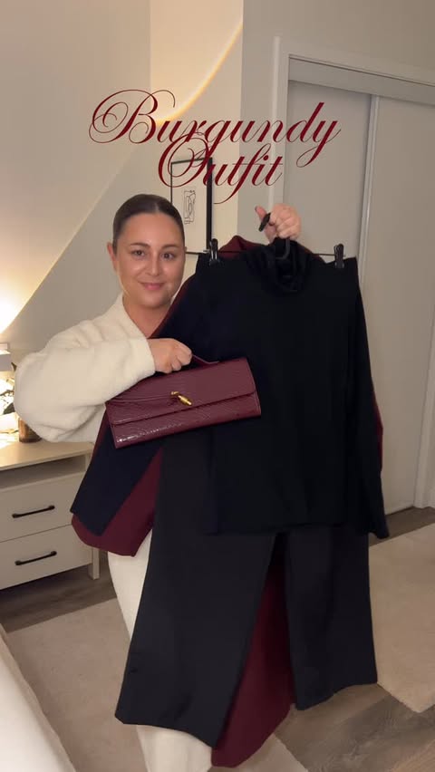 Instagram post by @stephgmacedo for Honeylove. Caption reads: I’m obsessed with this Burgundy Outfit ♥️🥂....