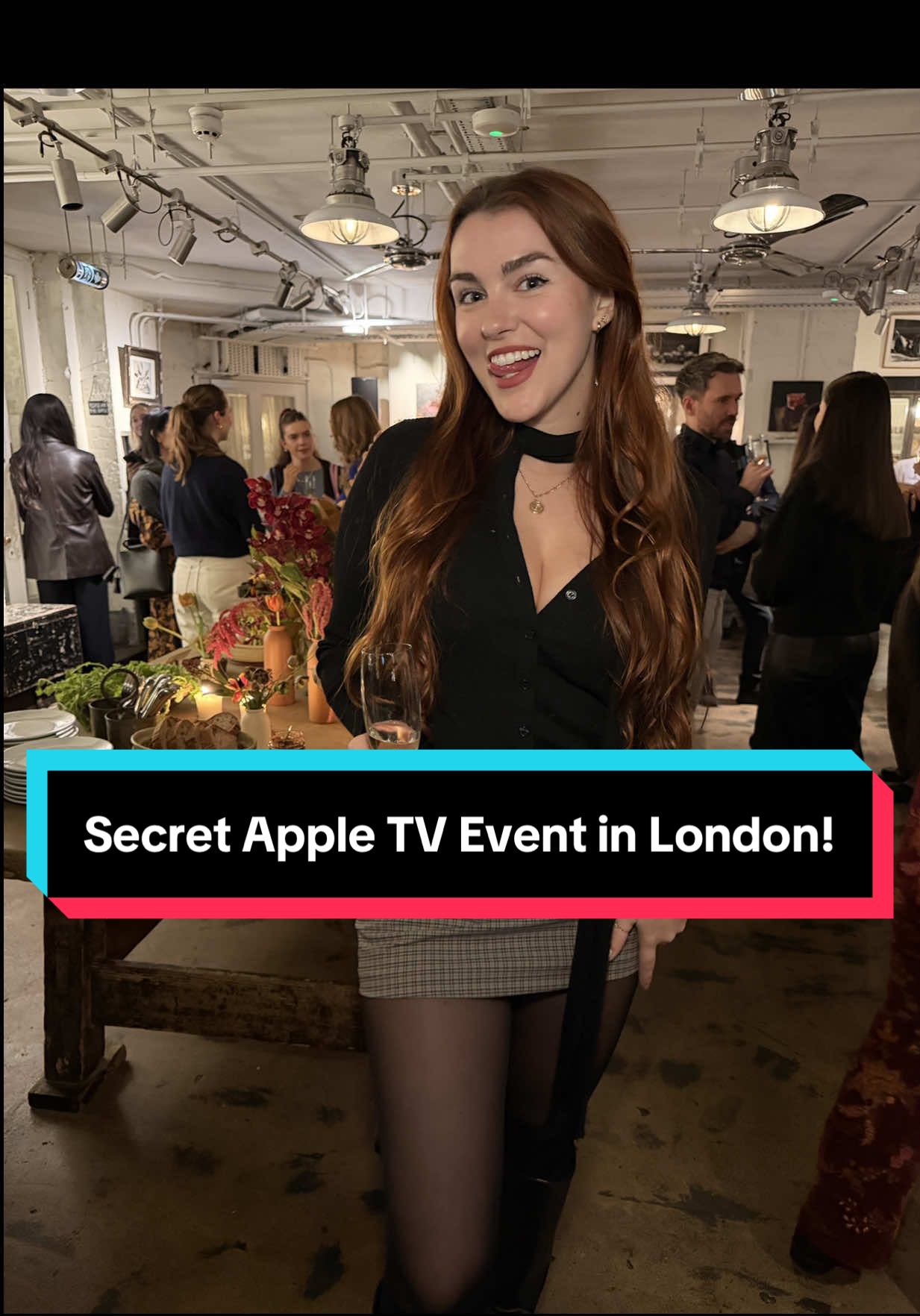 TikTok post by @karissaeats for Apple TV. Caption reads: Everything I ate at a secret @Apple TV Drops of....