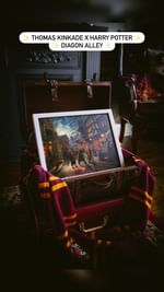 Instagram post by @thewizardingsibs for Thomas Kinkade Studios. Caption reads: [...] Thomas Kinkade x Harry Potter ✨

Thomas....